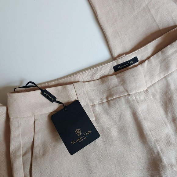 New Massimo Dutti Linen Cotton Blend Flat Pants 10 - Picture 6 of 10